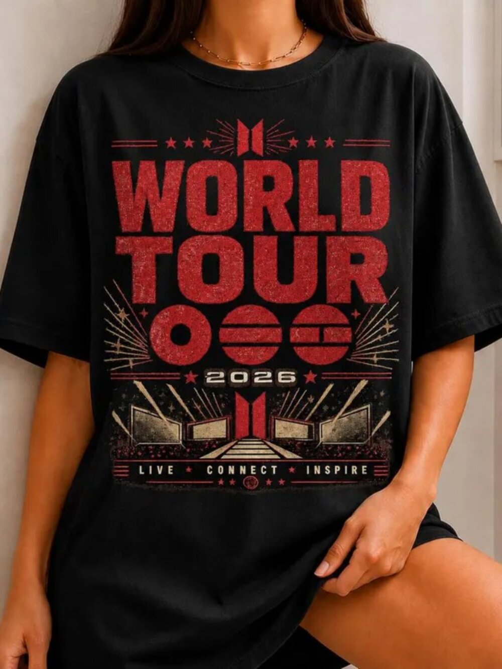 BTS World Tour 2026 Graphic Tee, Kpop Concert Stadium Shirt